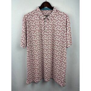 Men’s Swannies 2XL White with Red Floral Patterned Golf Shirt